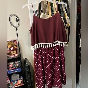 Maroon and white spaghetti strap dress